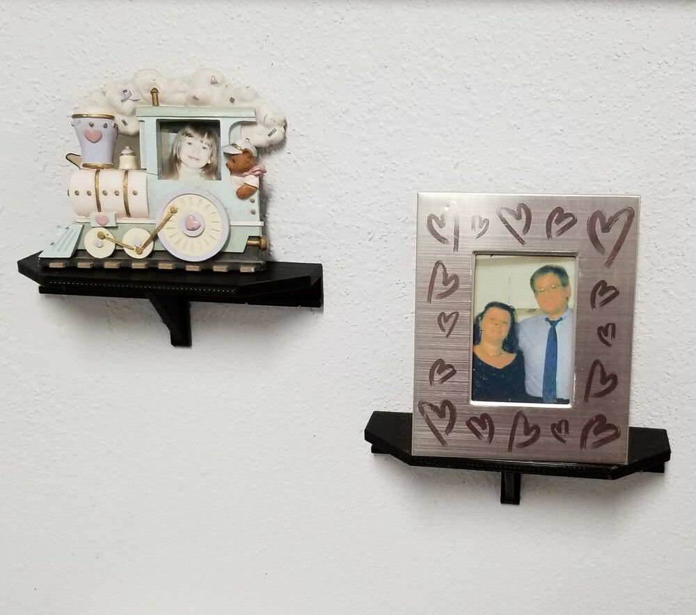 Two 6" x 2" Small Black Wall Shelves