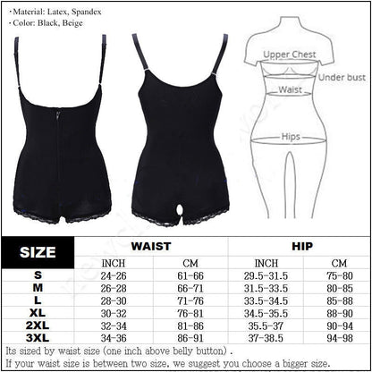 Women Best Shapewear Slip Butt Firm Tummy Control Zip Front Open Bust Latex Bodysuit Full Body Shaper Slimming Plus Size