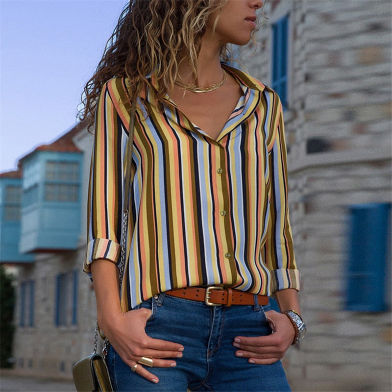 Women Blouses 2019 Fashion Long Sleeve Turn Down Collar Office Shirt Chiffon Blouse Shirt Casual Tops Plus Size Blusas Femininas