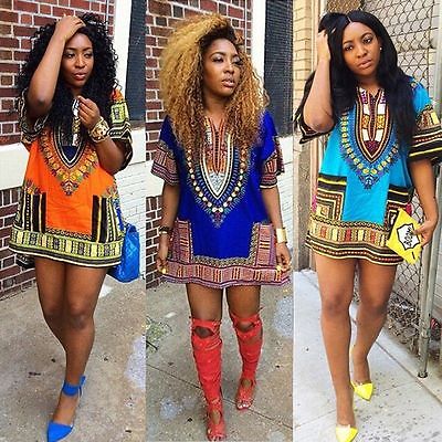 Women Boho Dashiki Dresses Shirt African Gsypy Clubwear Short Mini Dress Women Clothing