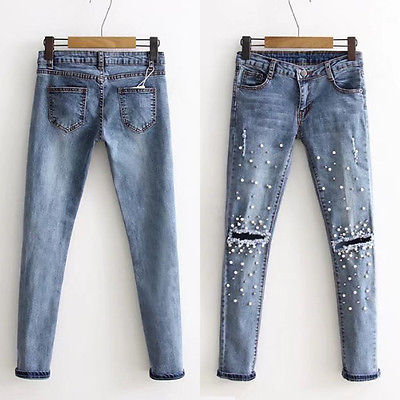 Ripped Slim Denim Pants