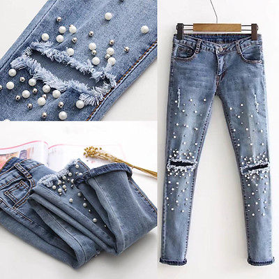 Ripped Slim Denim Pants