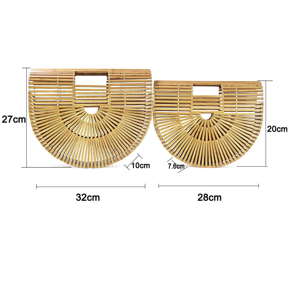 Women Handbag Female Big Travel Vacation Totes Bamboo Handbag For Ladies Handmade Woven Straw Beach Bag Summer Women's Purse