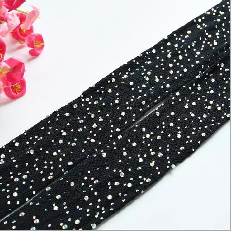 High Waist Crystal Rhinestone Mesh Pantyhose