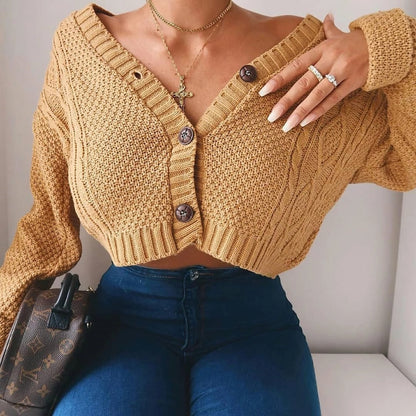 Women Knitted Cropped Cardigan