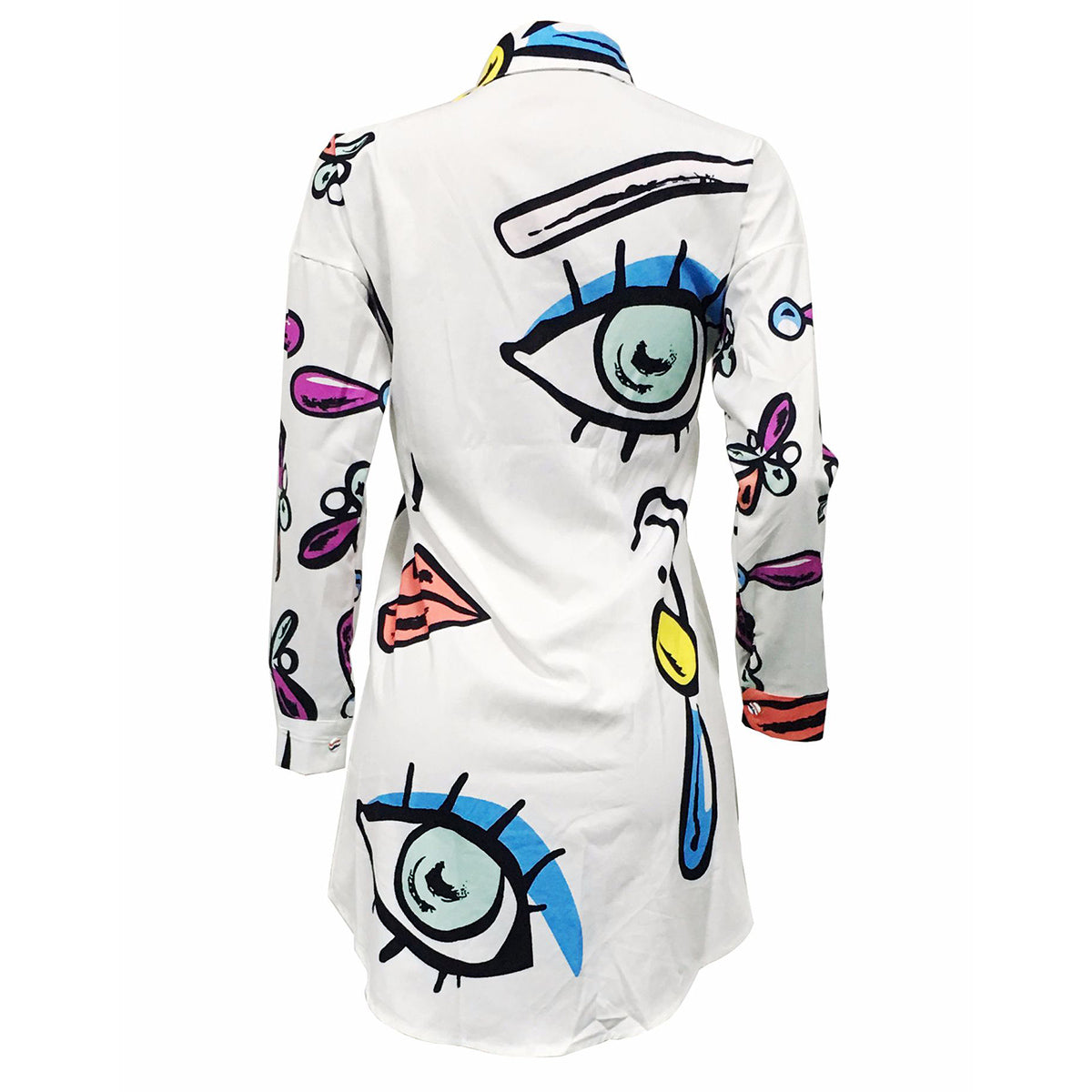 Women Long Sleeve Blouse Graffiti Red Lip Mouth Harajuku Eye Print Long Blouse Autumn Tops Hip Hop Shirt Vestidos Gothic Blusa