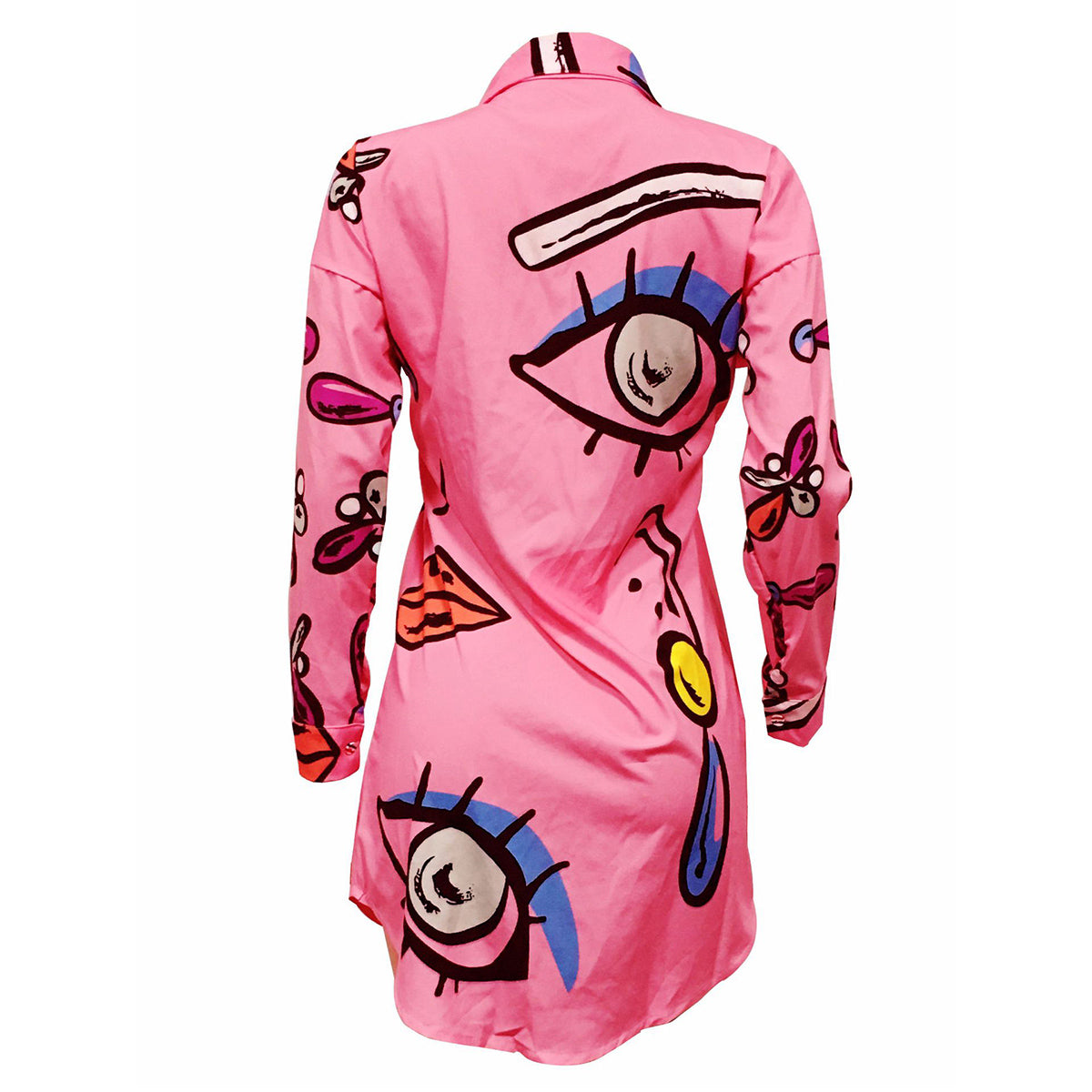 Women Long Sleeve Blouse Graffiti Red Lip Mouth Harajuku Eye Print Long Blouse Autumn Tops Hip Hop Shirt Vestidos Gothic Blusa