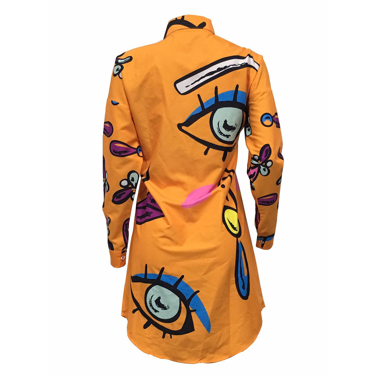 Women Long Sleeve Blouse Graffiti Red Lip Mouth Harajuku Eye Print Long Blouse Autumn Tops Hip Hop Shirt Vestidos Gothic Blusa