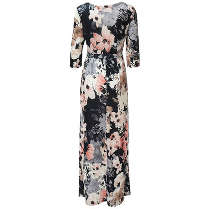 Women Maxi Long Dresses Summer Floral Print Beach Dress Elegant Bandage Bodycon Party Dress Vestidos largos mujer Plus Size XXL