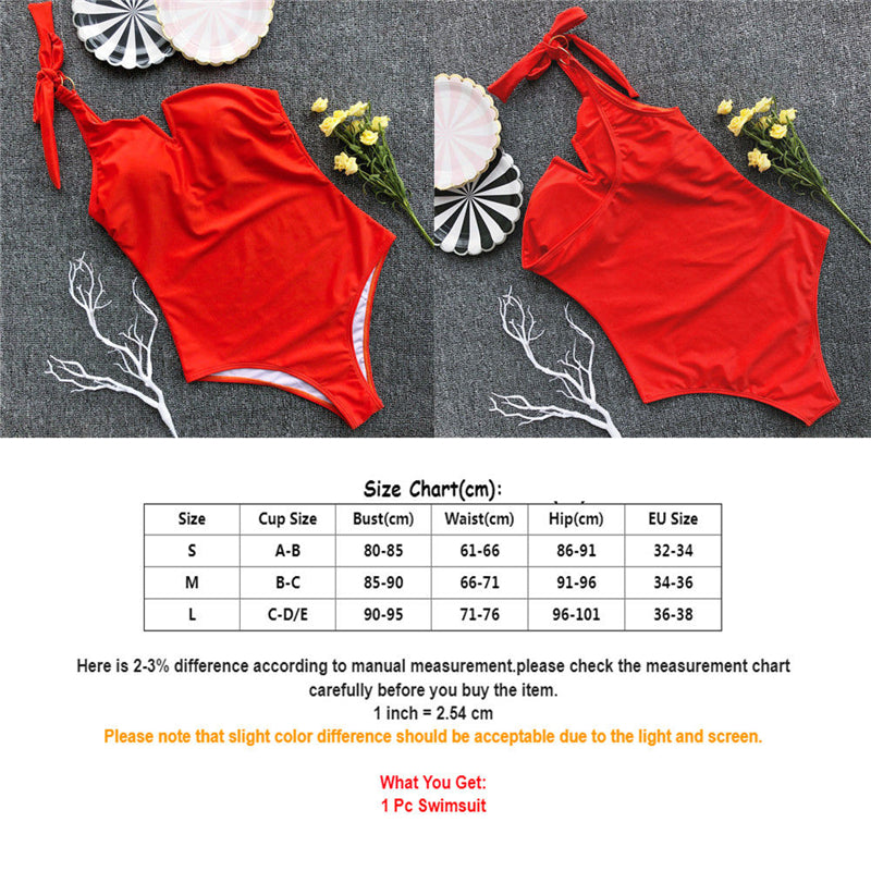 Women One Piece Bikini New Push Up Padded Swimwear One Shoulder Ladies Swimsuit Bathing Suit Beach Wear Monokini Maillot De Bain