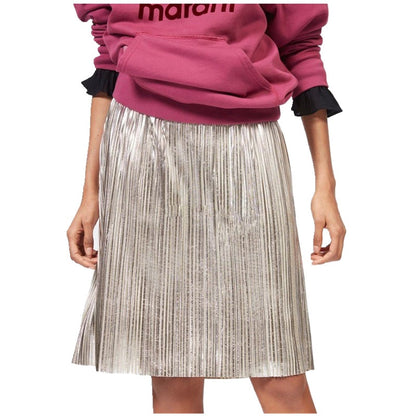 Women Pleated Skirt New 2018 Fashion Metallic Luster Sequined Elastic Waist Jupe Femme