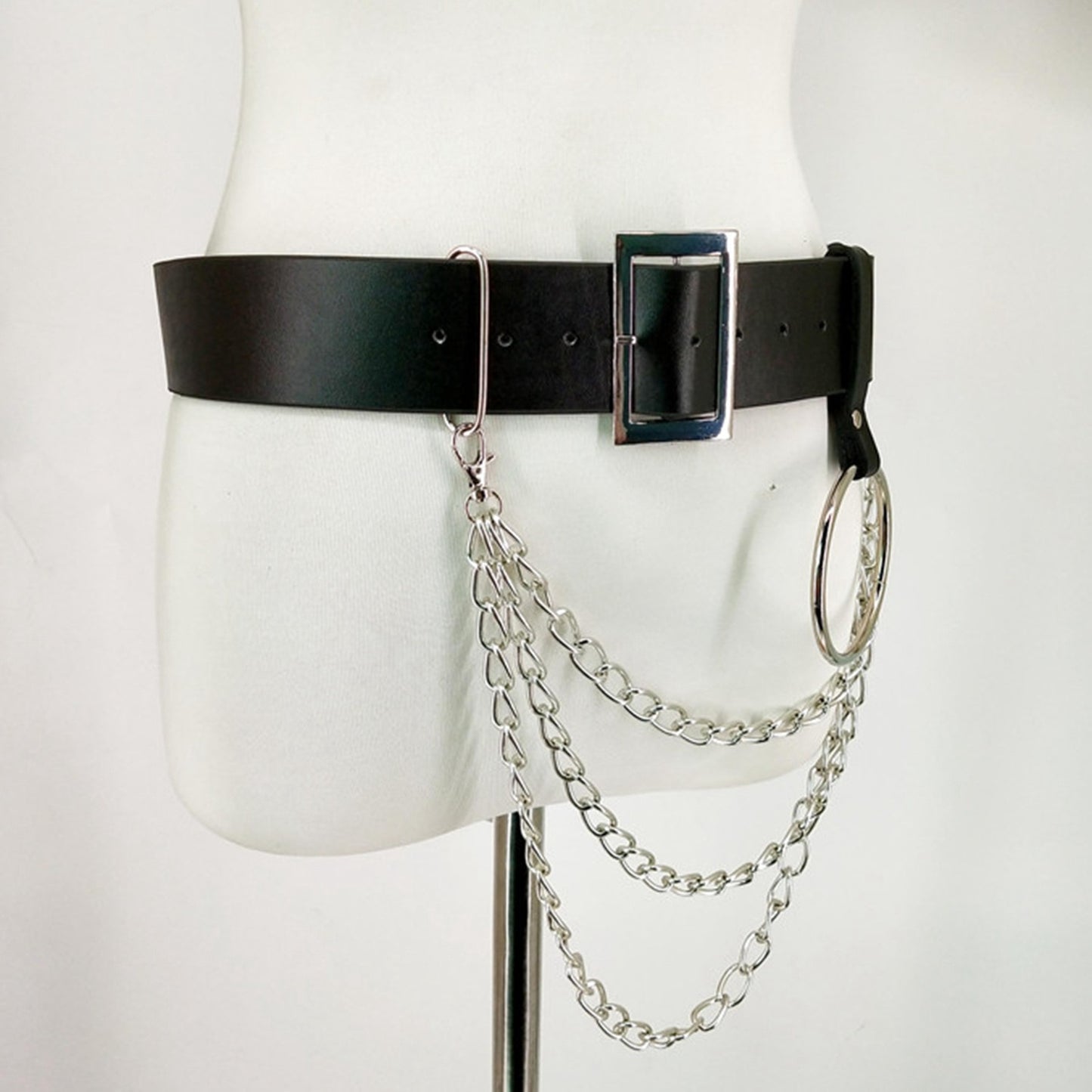 Women Pu Leather Harness Body Belts With Chain Waist Bondage Garters Punk Adjustable Suspender Straps