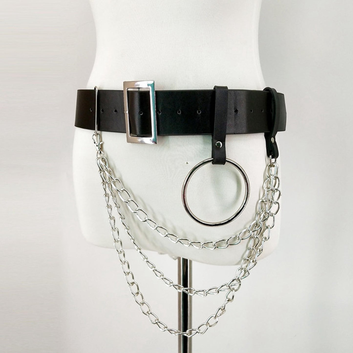 Women Pu Leather Harness Body Belts With Chain Waist Bondage Garters Punk Adjustable Suspender Straps