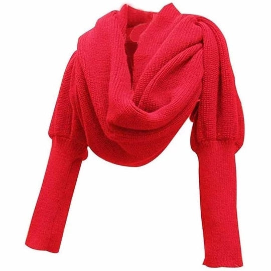 Women Scarf Poncho Women Scarves Womens 2019 Winter Fashion Women Knitted Long Sleeve Wrap Shawl Scarf Echarpe Femme