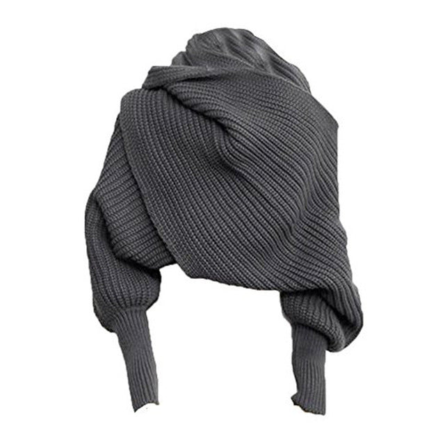 Women Scarf Poncho Women Scarves Womens 2019 Winter Fashion Women Knitted Long Sleeve Wrap Shawl Scarf Echarpe Femme