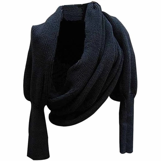 Women Scarf Poncho Women Scarves Womens 2019 Winter Fashion Women Knitted Long Sleeve Wrap Shawl Scarf Echarpe Femme