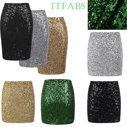 Women Sequin  Mini Skirt Night Out  Strappy Bodycon Ladies Mini Christmas Skirt