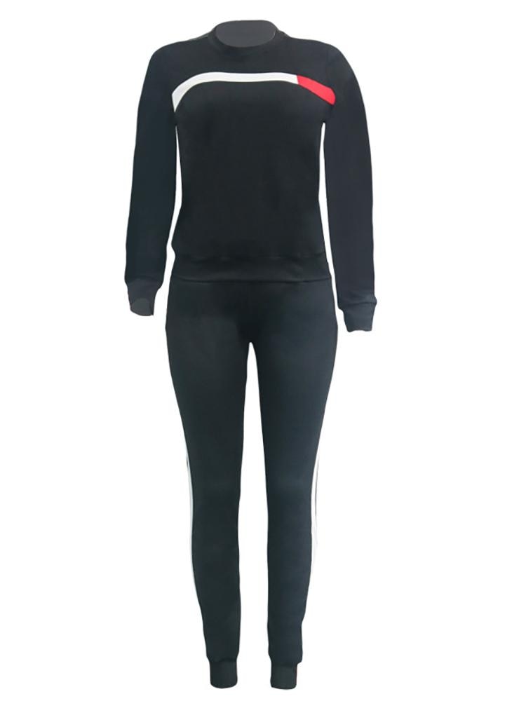 Women Set O Neck Long Sleeve Hoodies + Long Pant 2Pcs Ladies Sport Wear Femme Running Tracksuit Casual Suit