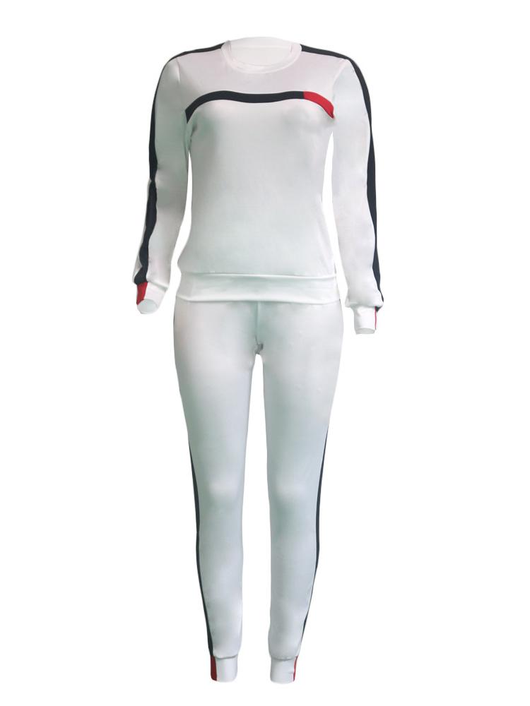 Women Set O Neck Long Sleeve Hoodies + Long Pant 2Pcs Ladies Sport Wear Femme Running Tracksuit Casual Suit