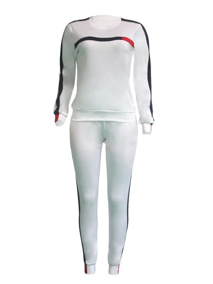 Women Set O Neck Long Sleeve Hoodies + Long Pant 2Pcs Ladies Sport Wear Femme Running Tracksuit Casual Suit