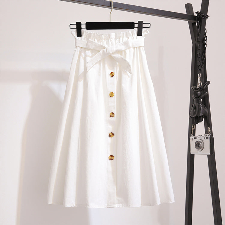 Women Skirts Fashion 2019 High Waist Skirt Women Spring Summer Midi Skirts Womens Elastic Waist A Line Ladies Skirts With Belt