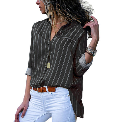 Women Striped Blouse Shirt Autumn Casual Long Sleeve Blouse Tops Ladies Elegant Office Shirts Blusas Plus Size 3XL Chemise Femme