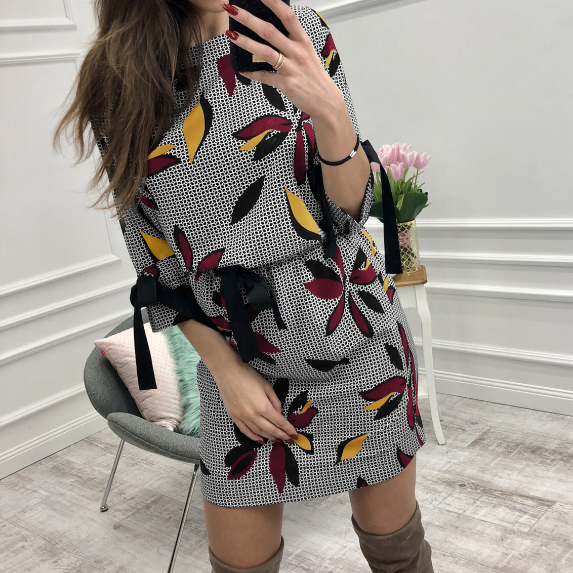 Women Summer Casual O-neck Floral Printed Dresses Girl Sweet Bow Kawaii Mini Sundress Femme Dress Beach Boho Plus Size N8873