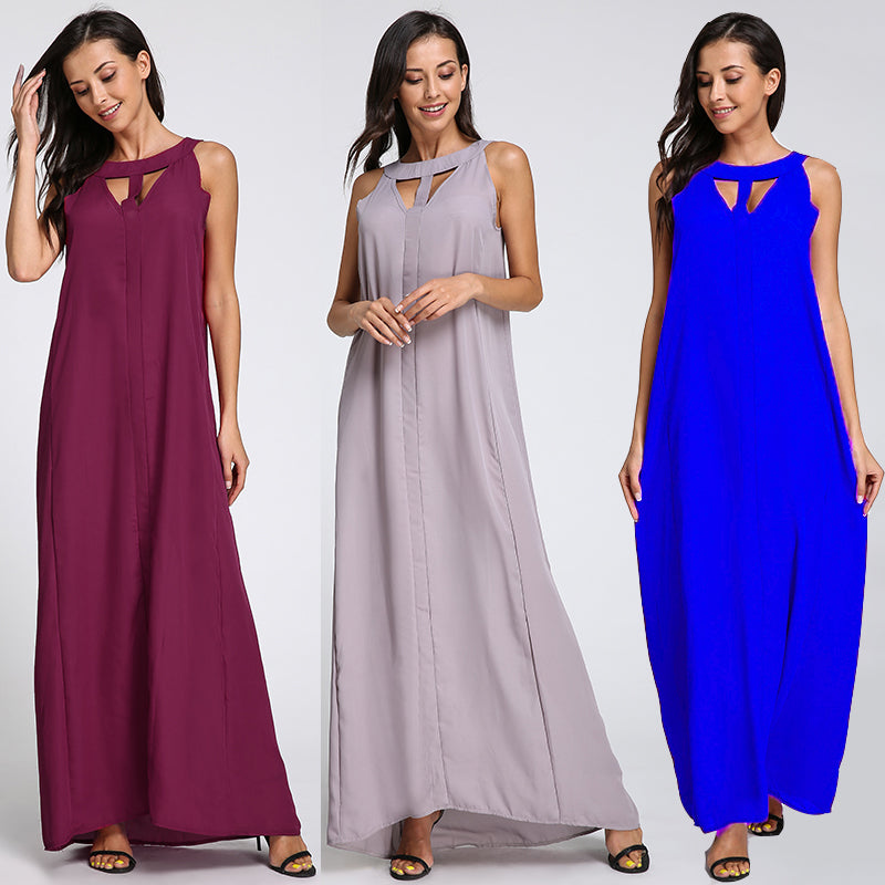 Women Summer Dress 2018 Boho Sleeveless Contrast Striped Maxi Long Dress Casual Beach Party Dresses Vestido de Festa Robe Femme