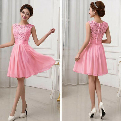 Women Summer Lace Sleeveless Dress Party Evening Formal Ball Gown Mini Dresses