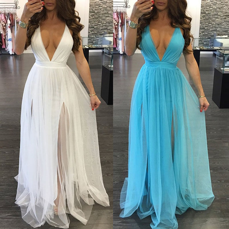 Women Summer Sleeveless Long Maxi Evening Party Dress Beach Dresses Sundress