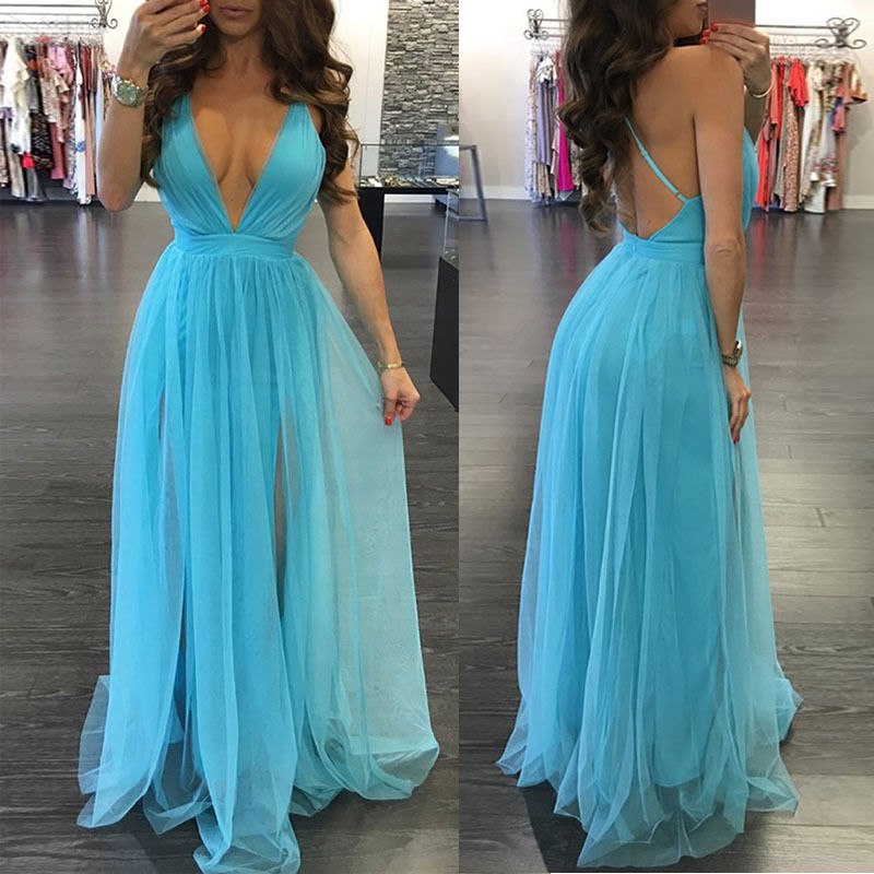 Women Summer Sleeveless Long Maxi Evening Party Dress Beach Dresses Sundress