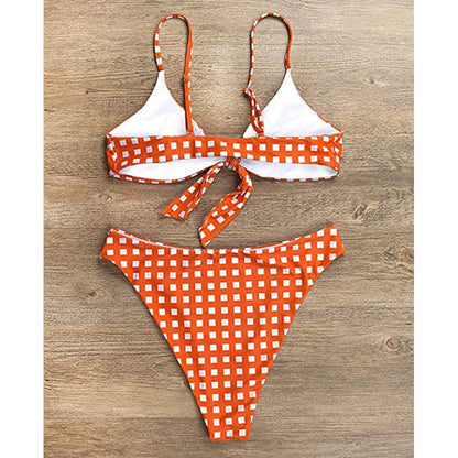 Women Swimwear Plaid Padded Bikini Set Push Up Swimsuit Beachwear Bathing Suit Swimming Bikini For Ladies Swimwear Bikinis Mujer