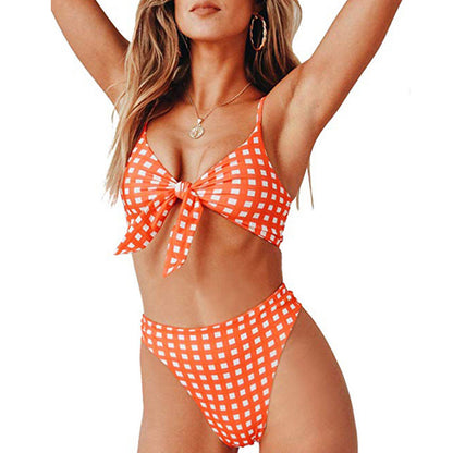 Women Swimwear Plaid Padded Bikini Set Push Up Swimsuit Beachwear Bathing Suit Swimming Bikini For Ladies Swimwear Bikinis Mujer