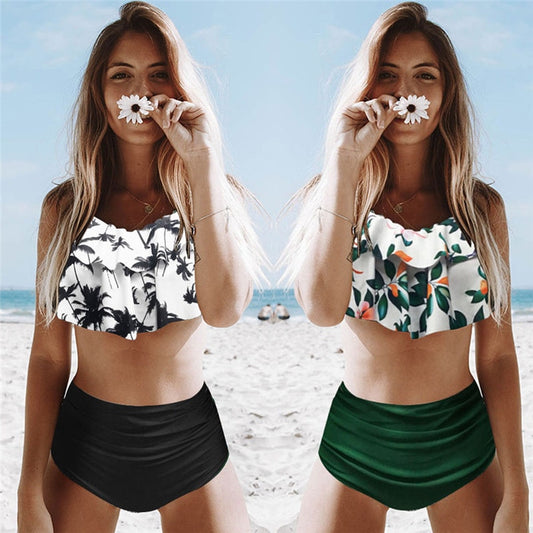 Women Swimwear Summer Floral Bikini Set Push Up Padded Bra Bathing Suit High Waist Swimsuit Swim Wear Brazilian Bikini Beachwear