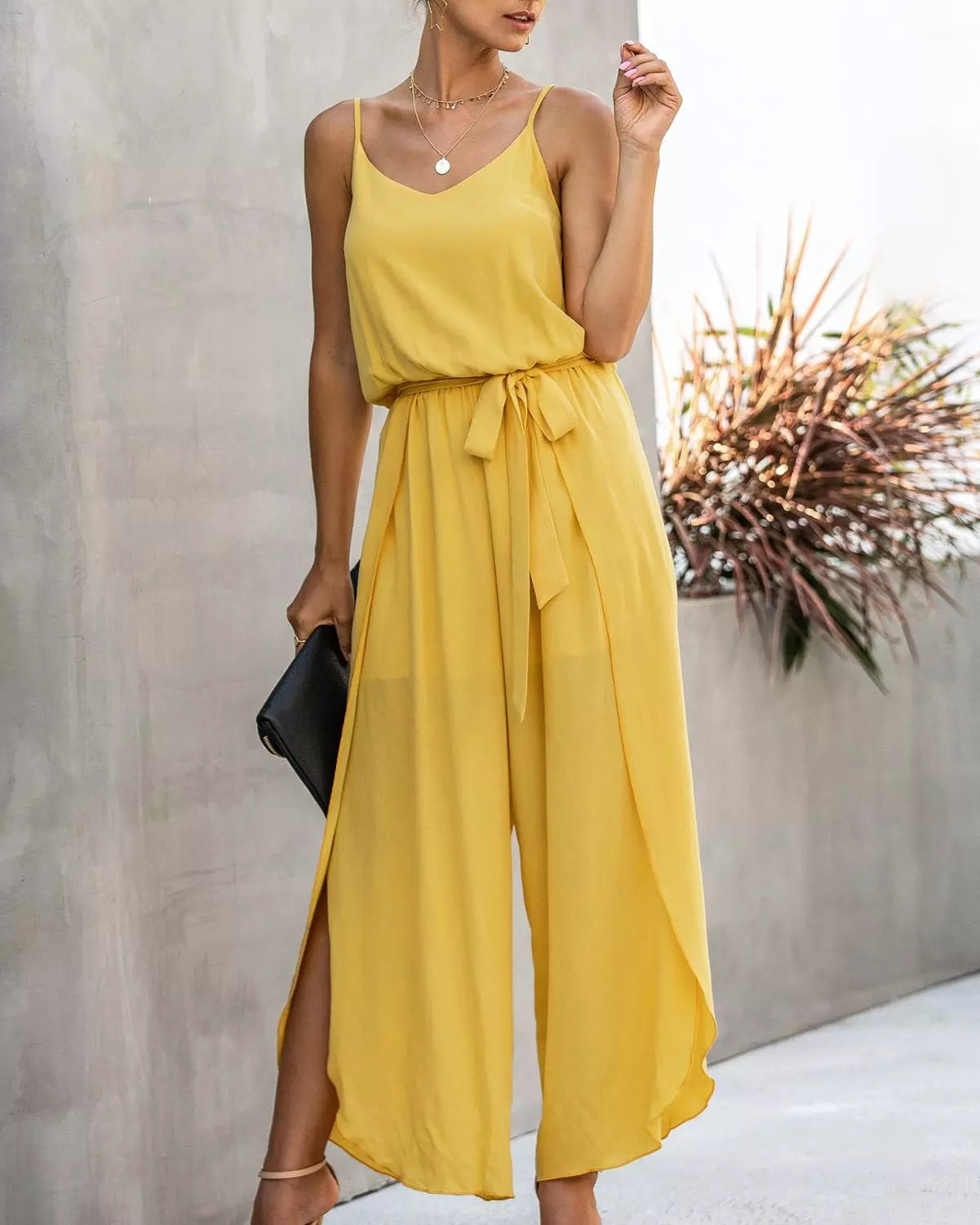 Casual Sling V Neck Backless Jumpsuit