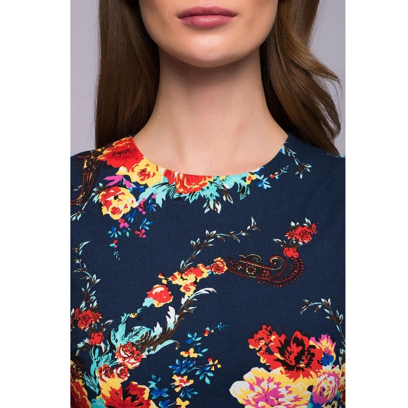 Women casual knee-length dress 2018 new arrival long sleeve printing summer dress for offical lady Women loose vestidos