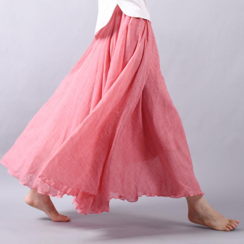 High Waist Linen Maxi Skirt