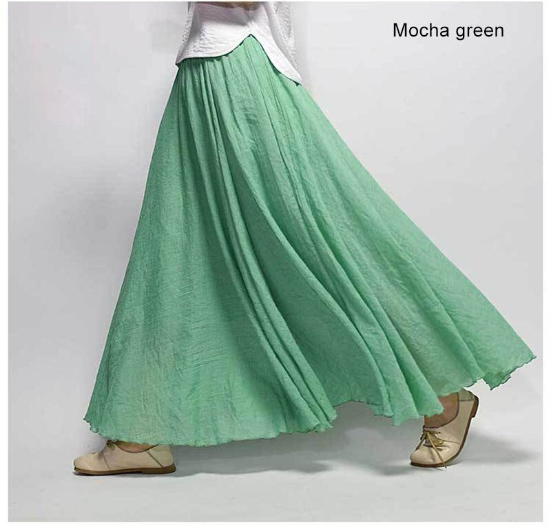 High Waist Linen Maxi Skirt