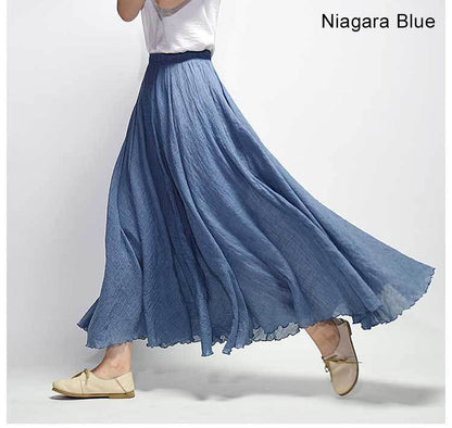 High Waist Linen Maxi Skirt