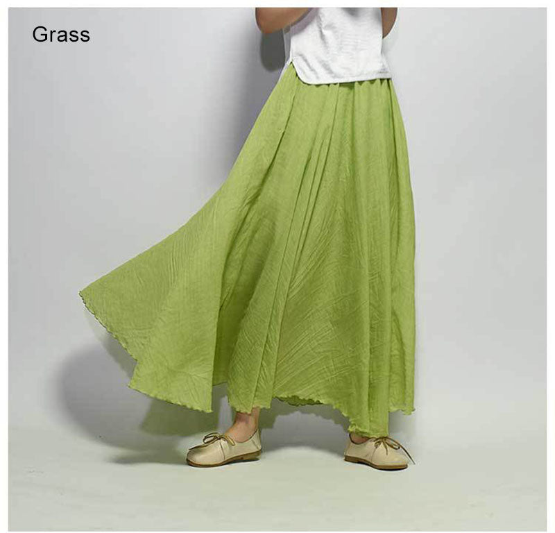 High Waist Linen Maxi Skirt