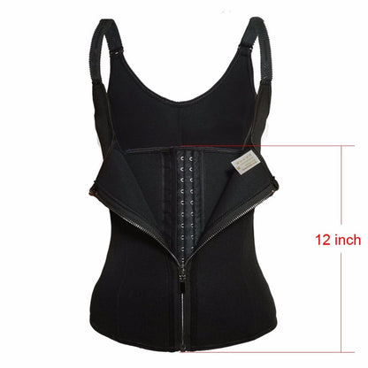 Women's Neoprene Sweat Vest Sauna Vest Waist Trainers Body Shaper Best Shapewear Weight Loss with Zipper and Hooks in Black