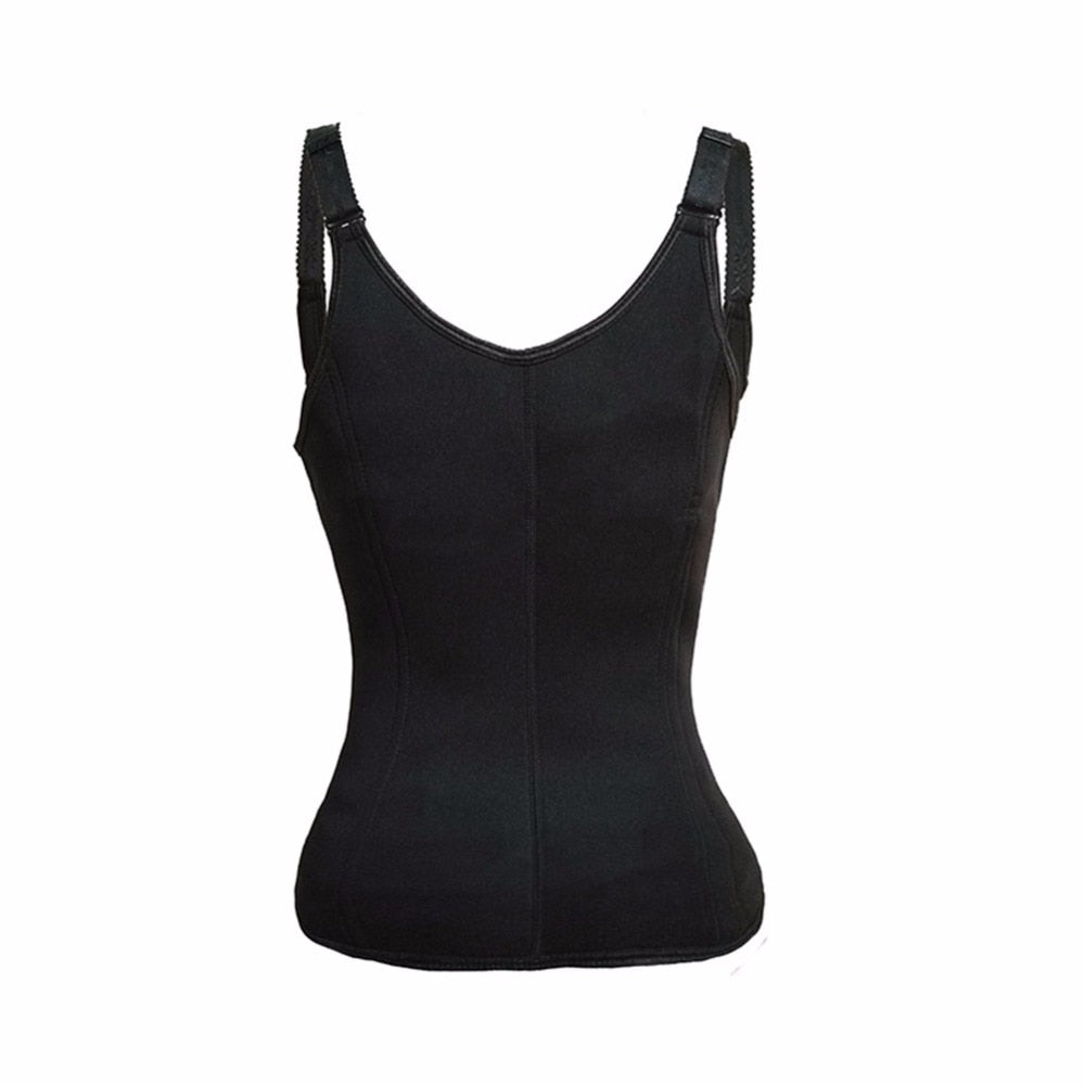 Women's Neoprene Sweat Vest Sauna Vest Waist Trainers Body Shaper Best Shapewear Weight Loss with Zipper and Hooks in Black