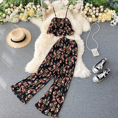 Vacation Style Printed Two-piece Casual Sets