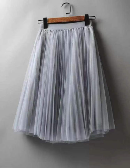 Mesh Midi Skirt High Waist 3 Layers Skirts