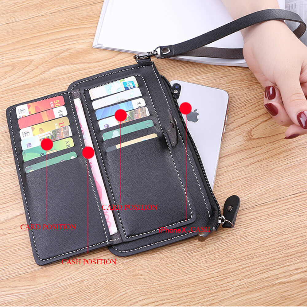 Women Leather Clutch Wallet Zip Long Purse Card Holder Phone Bag Case Handbag US