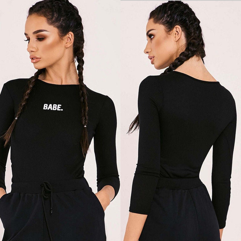 Womens Jumpsuits Long Sleeve Bodysuits Playsuits Jumpsuit Bodysuit Stretch Leotard Tops T Shirts