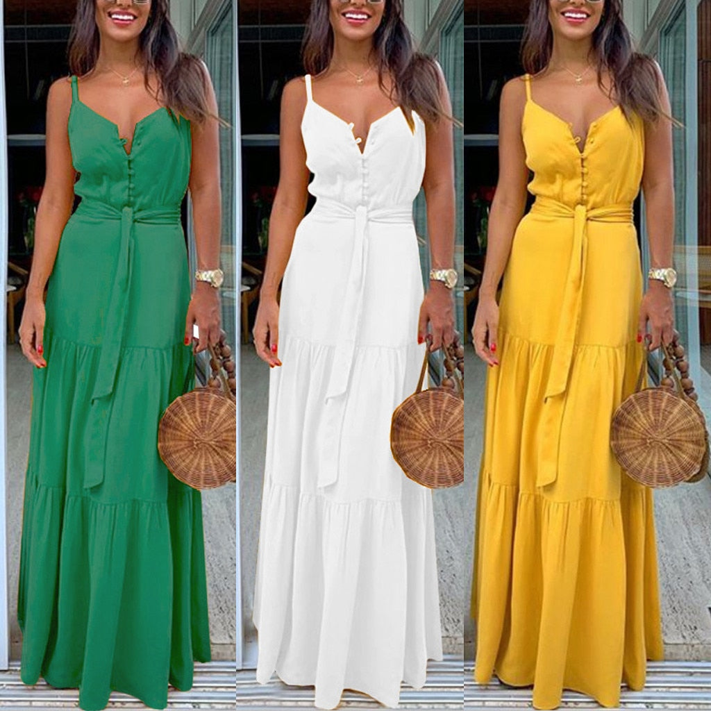 Womens Spaghetti Strap Summer Boho Maxi Long Dress Party Beach Dresses V Neck Split Sundress Floral Halter Dress 2019 New#J30