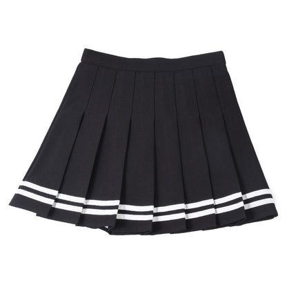 XS-3XL Women Skirt Preppy Style High Waist Chic Stitching Skirts Summer Student Pleated Skirt Women Cute Sweet Girls Dance Skirt