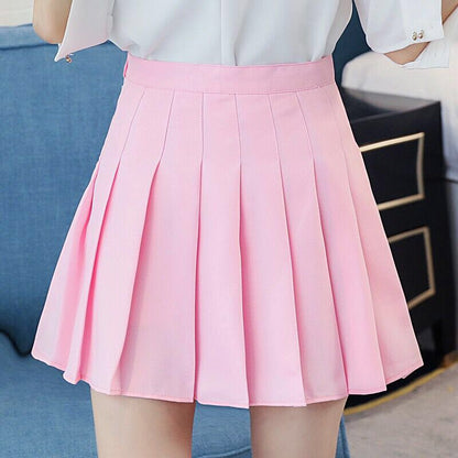 XS-3XL Women Skirt Preppy Style High Waist Chic Stitching Skirts Summer Student Pleated Skirt Women Cute Sweet Girls Dance Skirt