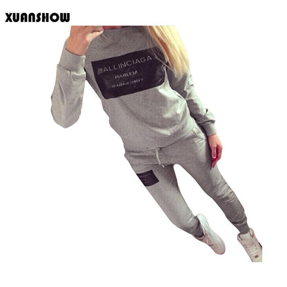 XUANSHOW Fashion Women Sportswear Autumn Winter Printed Letter Tracksuits Long-sleeve Casual Suit Costumes Mujer 2 Piece Set